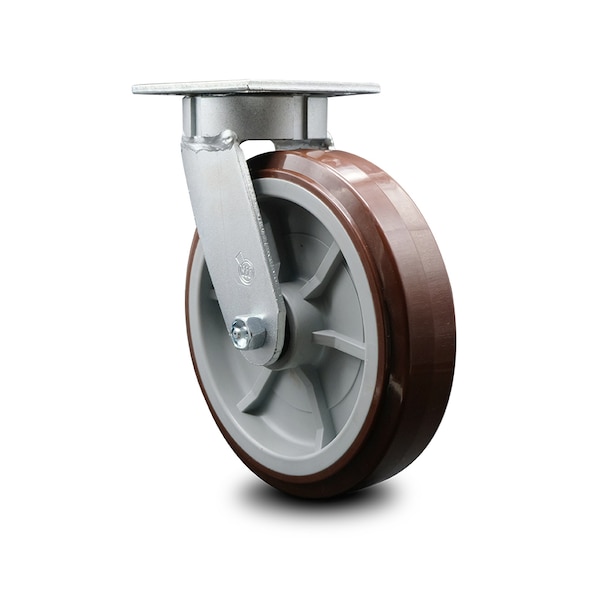 8 Inch Kingpinless Poly on Polyolefin Wheel Swivel Top Plate Caster SCC